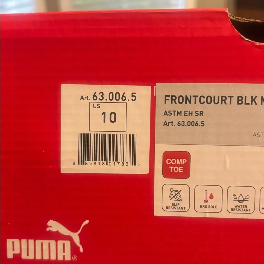 Puma Black Front Court Mid Safety Comp Toe Slip Resistant Size 10